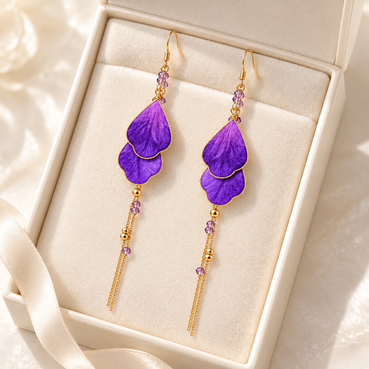 Purple Mandala Ronghua Drop Earrings — photo 1