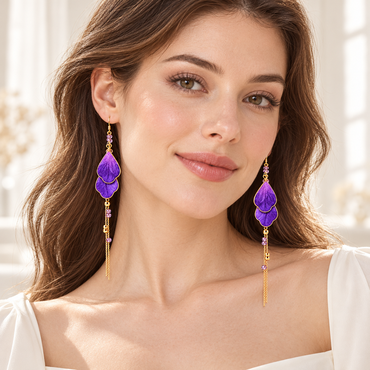 Purple Mandala Ronghua Drop Earrings — photo 2