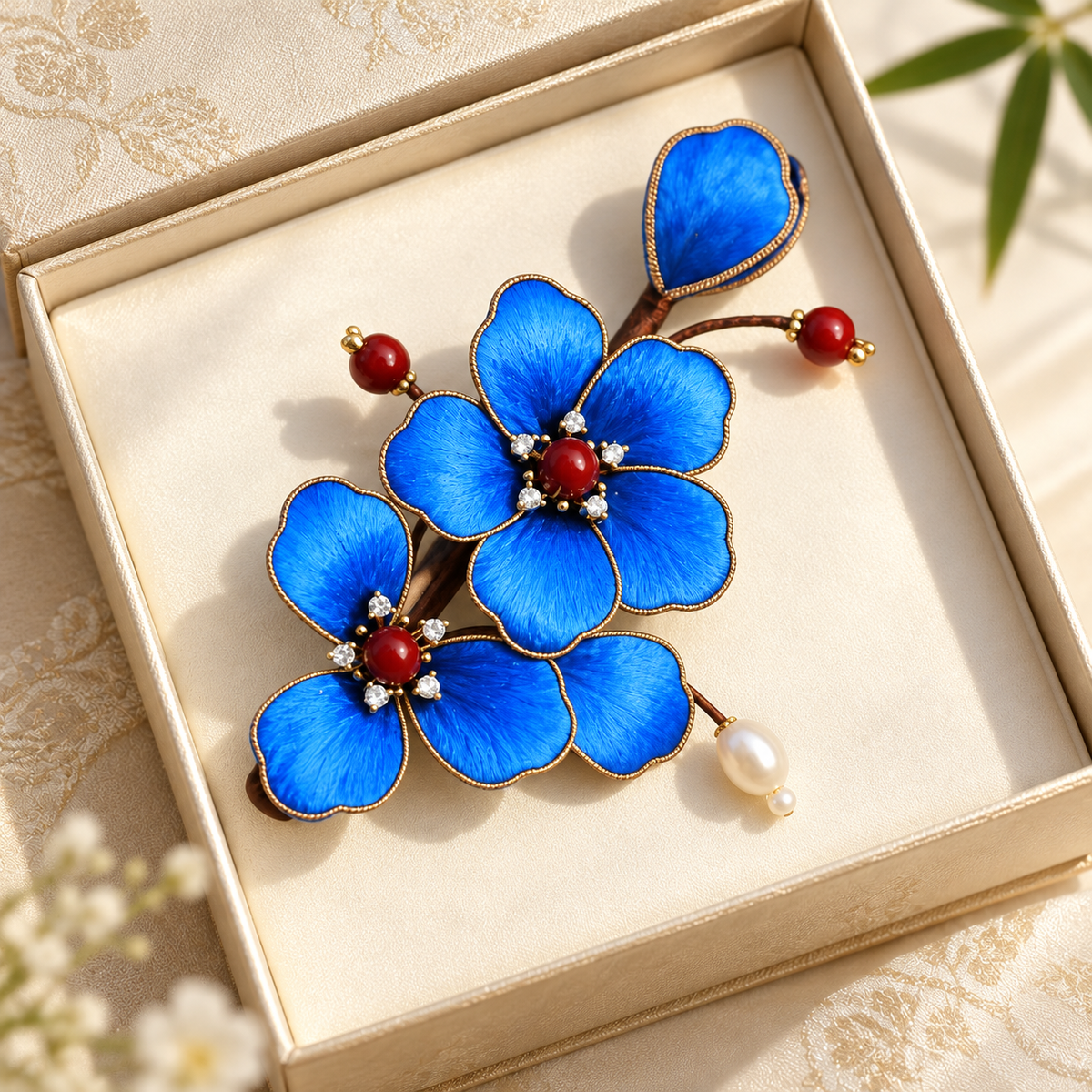 Blue blossom Ronghua hair clip Lanqi — photo 2
