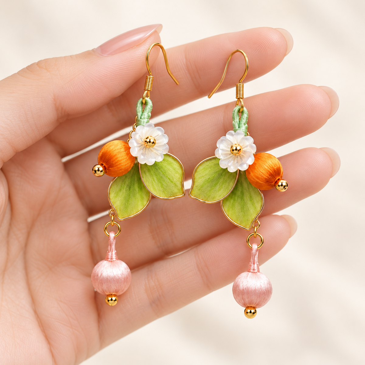 Forest blossom Ronghua drop earrings alternate detail angle