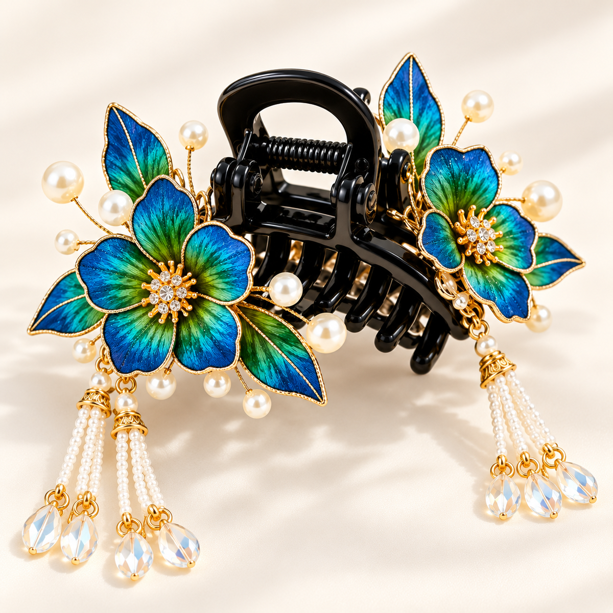 Blue-green blossom Ronghua claw hair clip Qingluan — photo 3