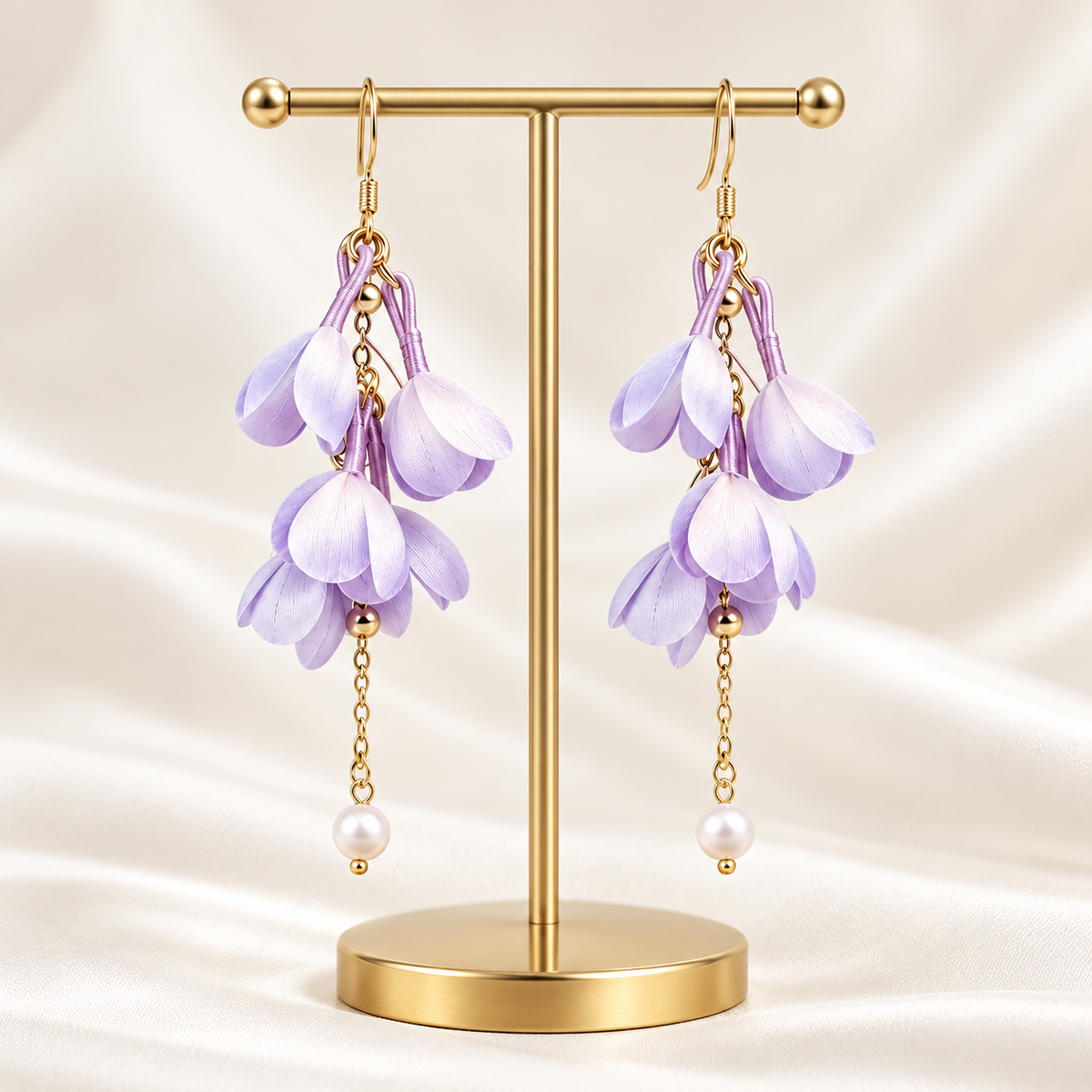 Lavender Wisteria Ronghua Drop Earrings — photo 3