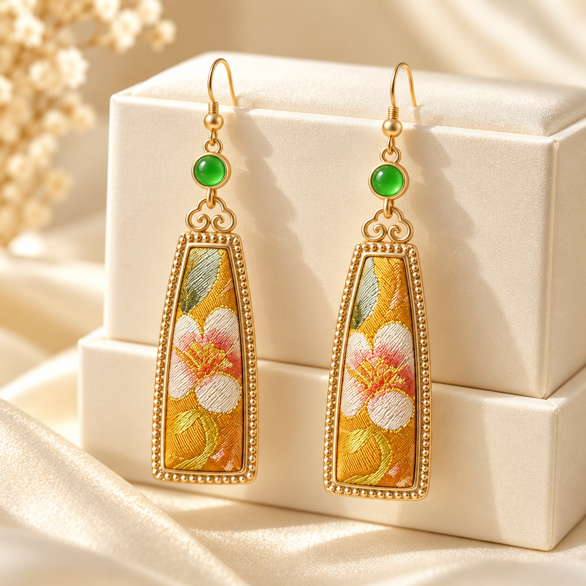 Songjin silk floral ear-hook earrings — photo 3