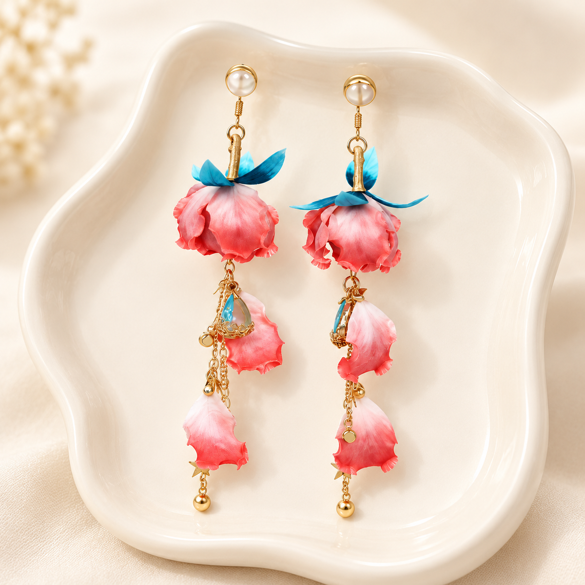 Pink Peony Ronghua Tassel Earrings — photo 3