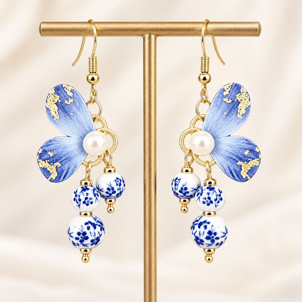 Blue Porcelain Butterfly Ronghua Drop Earrings — photo 4
