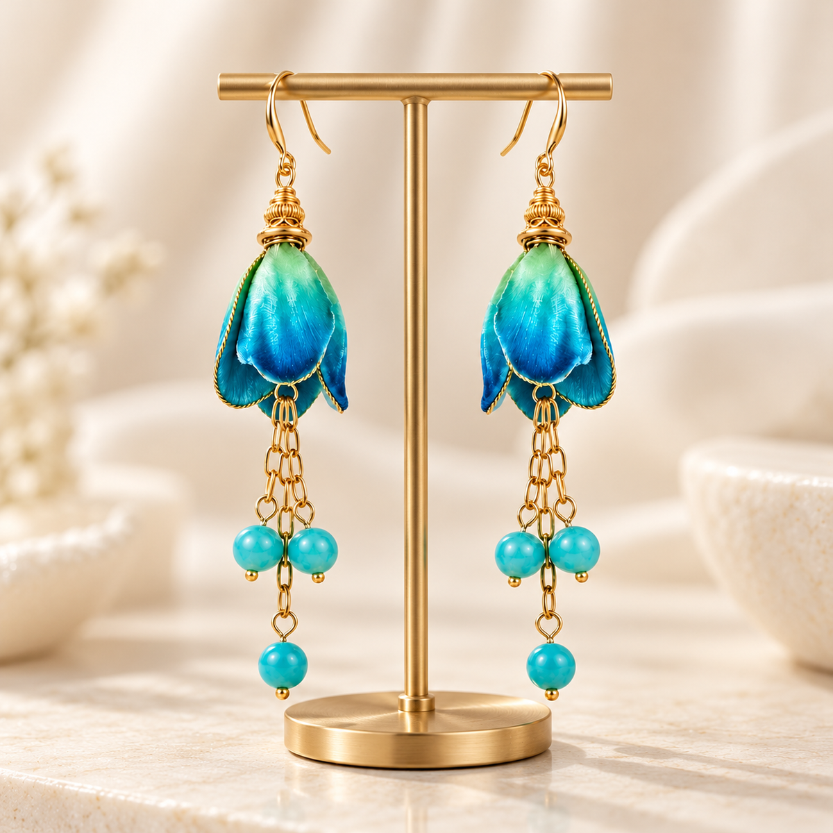 Blue Bellflower Ronghua Tassel Earrings — photo 4