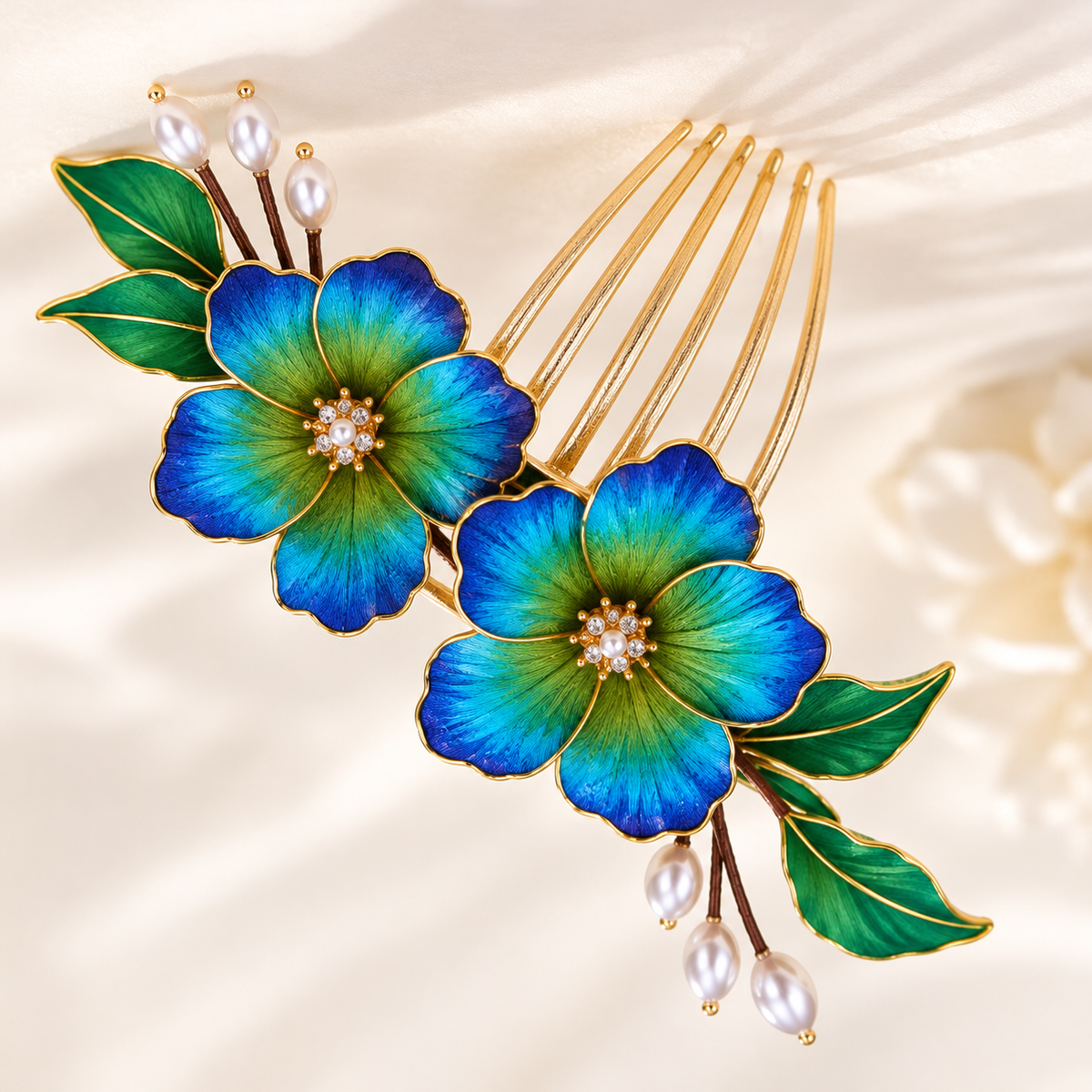 Blue-green blossom Ronghua hair comb Qianli Jiangshan — photo 4