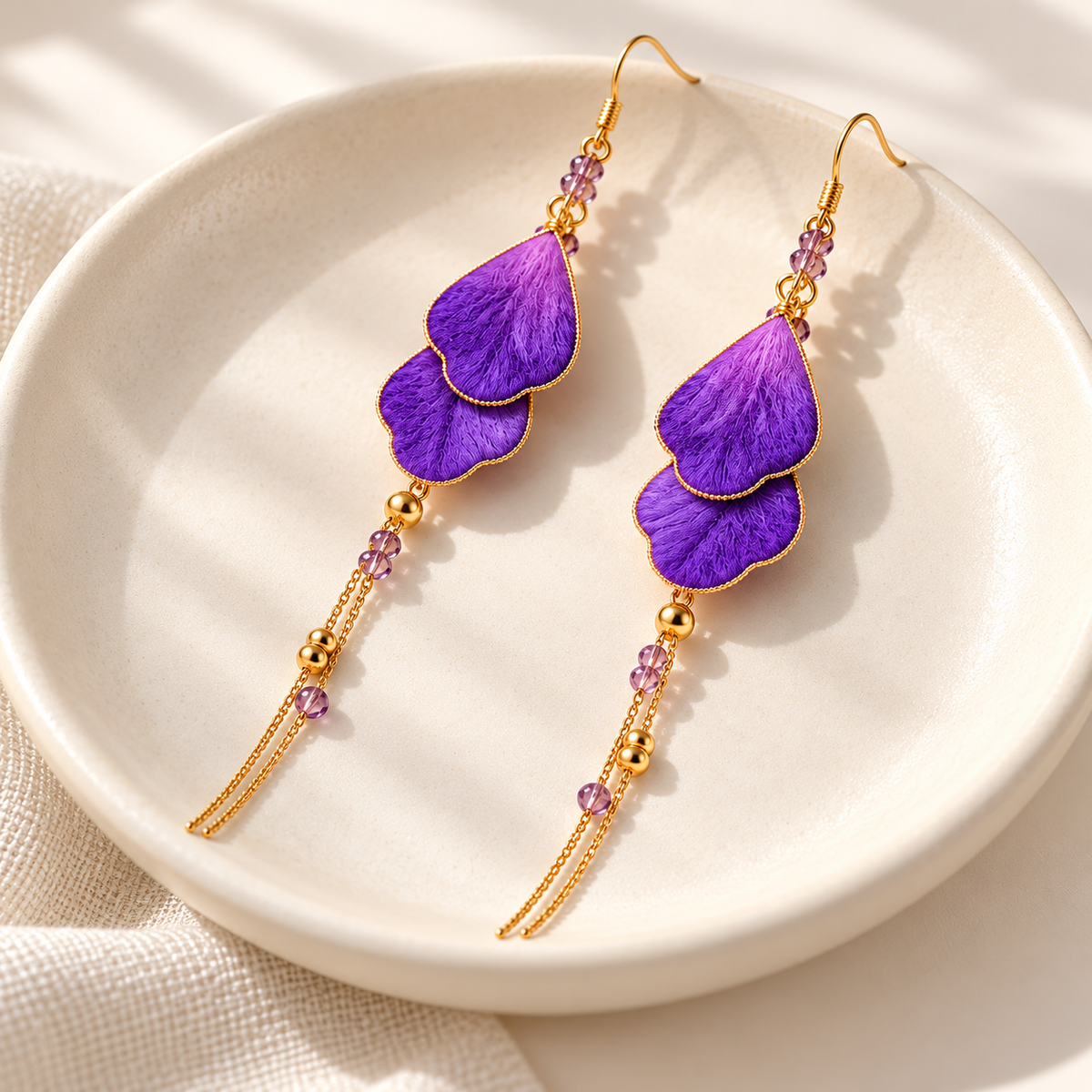 Purple Mandala Ronghua Drop Earrings — photo 4