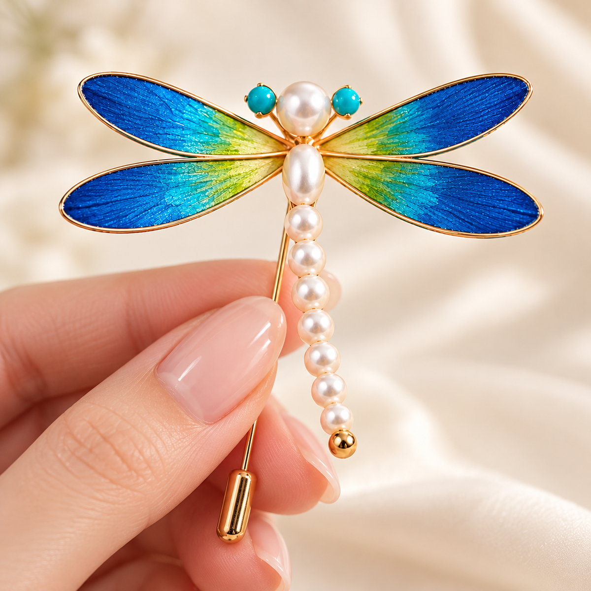 Dragonfly Ronghua brooch held in hand