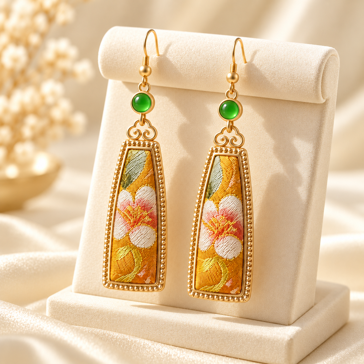 Songjin silk floral ear-hook earrings — photo 5
