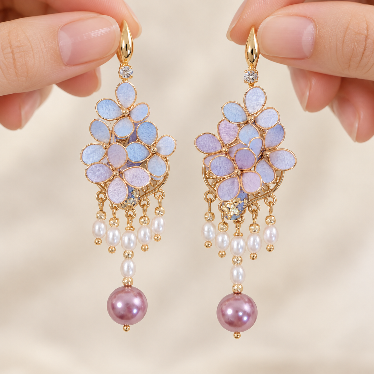 Lilac Cloud Cluster Ronghua Tassel Earrings — photo 5