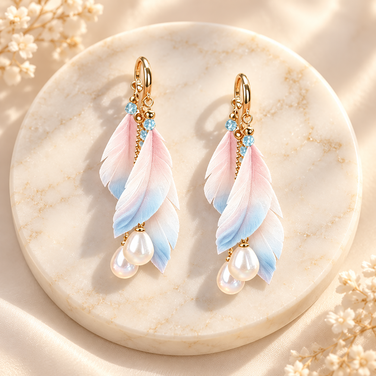 Flower Feather Ronghua Drop Earrings — photo 5