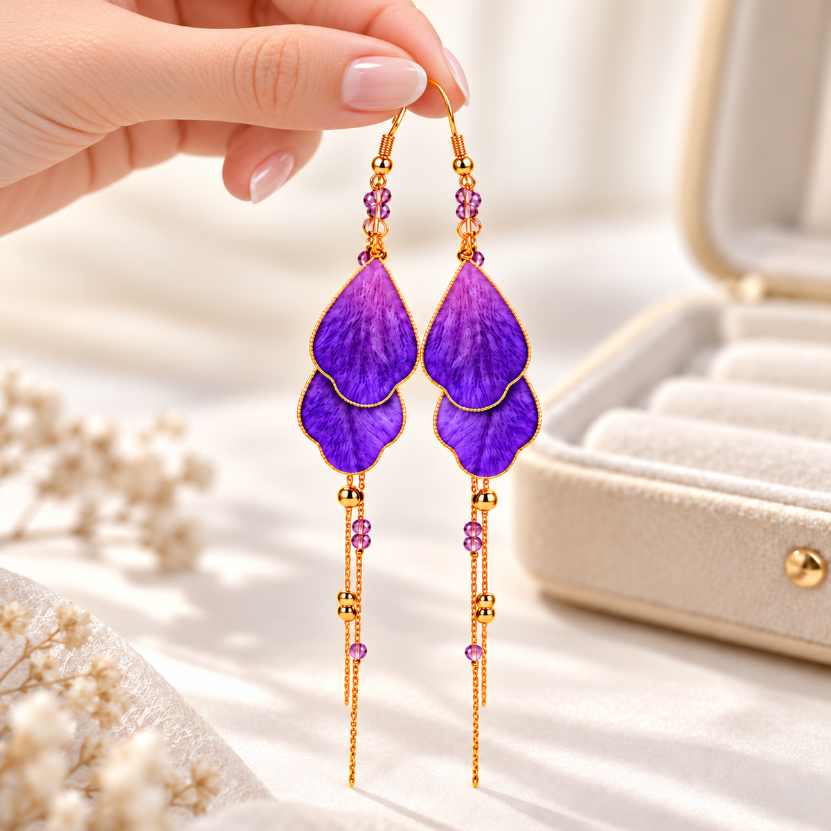Purple Mandala Ronghua Drop Earrings — photo 5