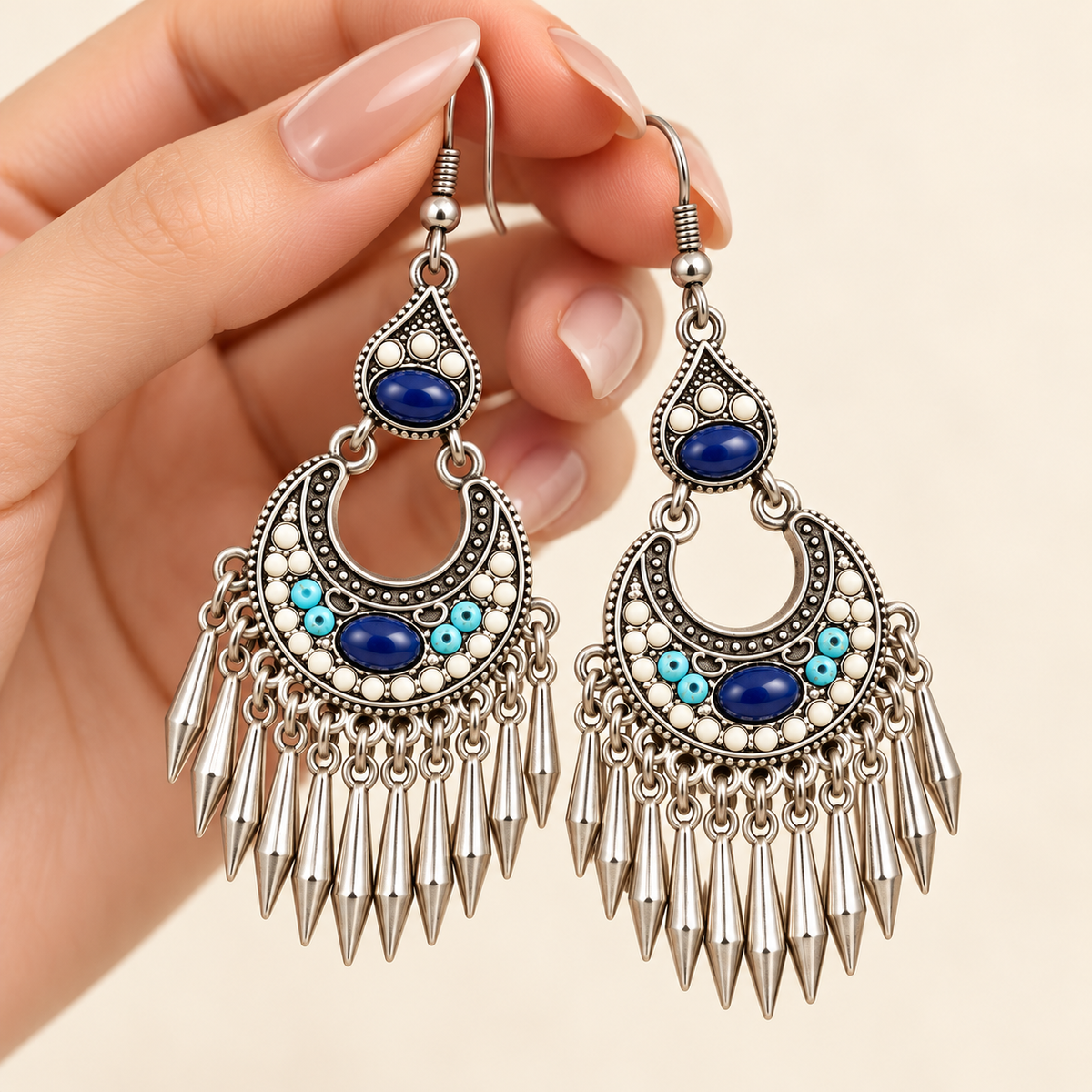 Yezisusu silver-tone leaf tassel earrings — photo 5