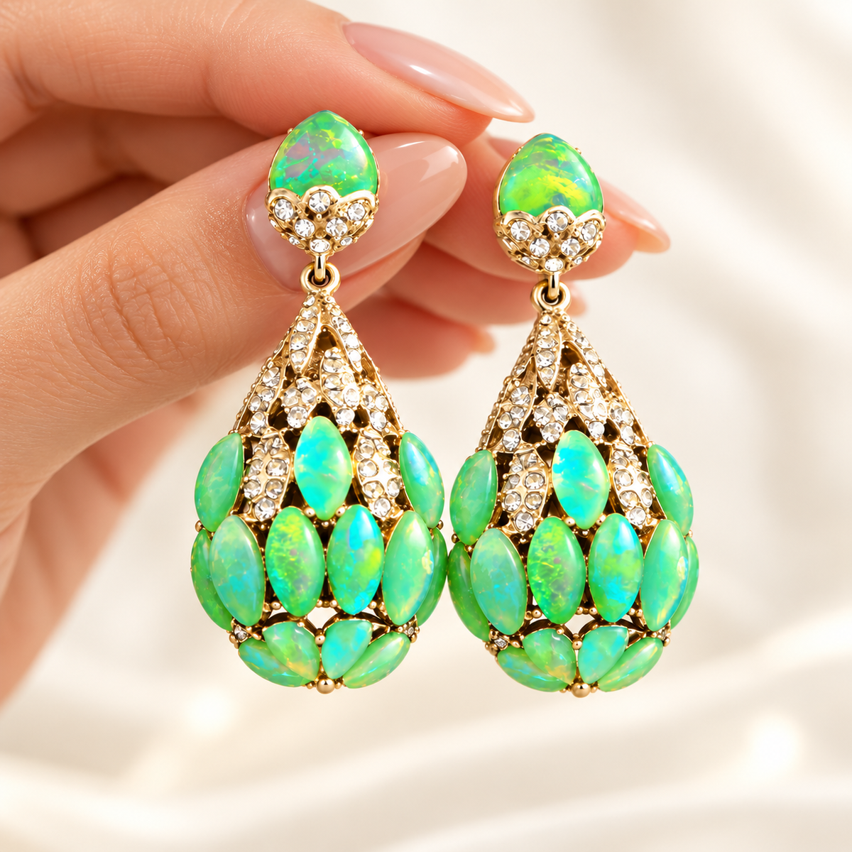 Lvzhou iridescent glass zircon drop earrings — photo 6