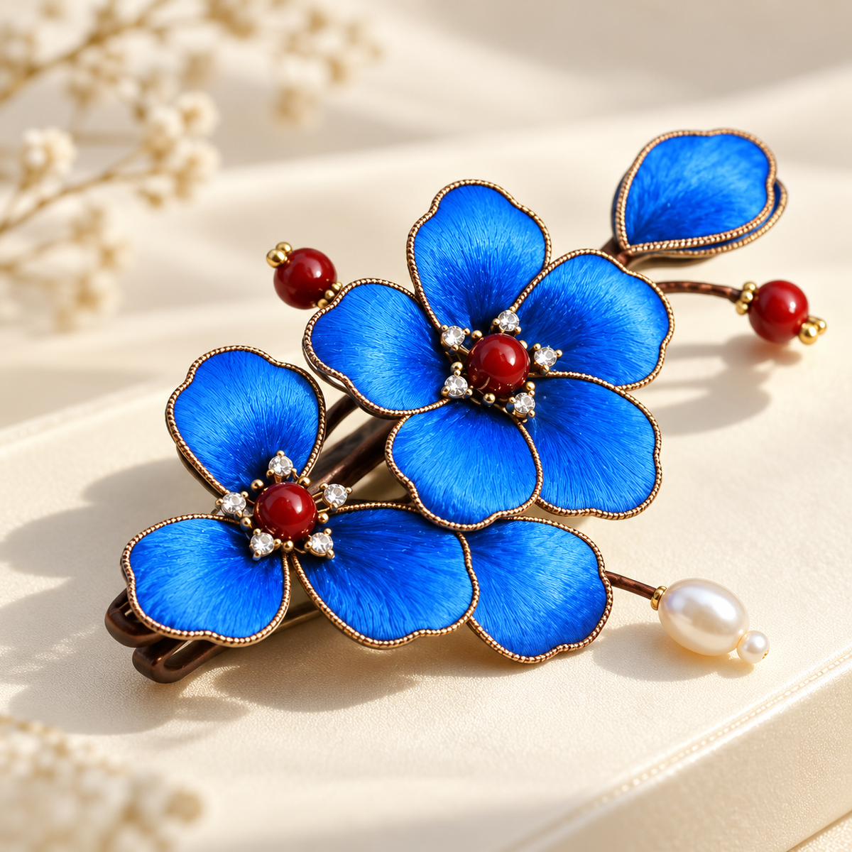 Blue blossom Ronghua hair clip Lanqi — photo 6