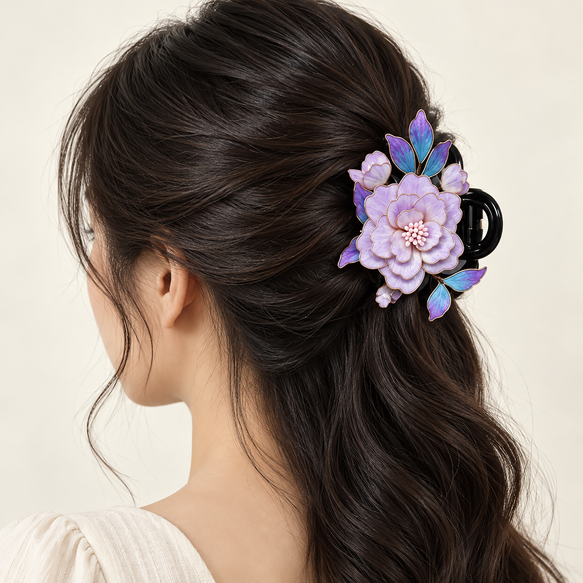 Purple Violet Ronghua claw hair clip alternate angle