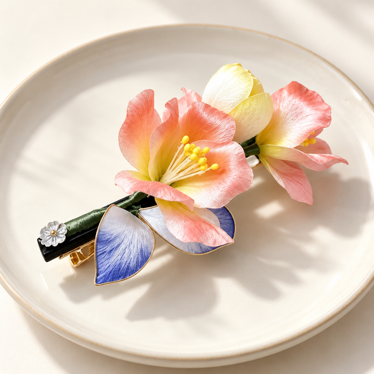 Shaoguang hair clip on a ceramic plate