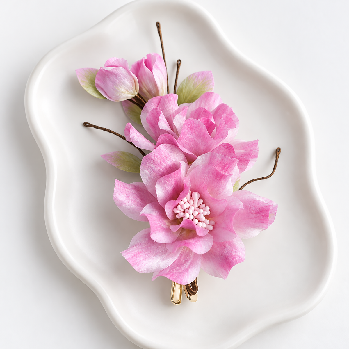 Pink Begonia Ronghua hair clip alternate product angle