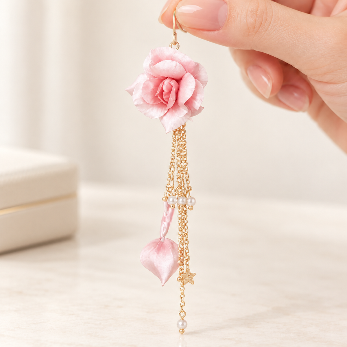 Pink Rose Ronghua Tassel Earrings — photo 7