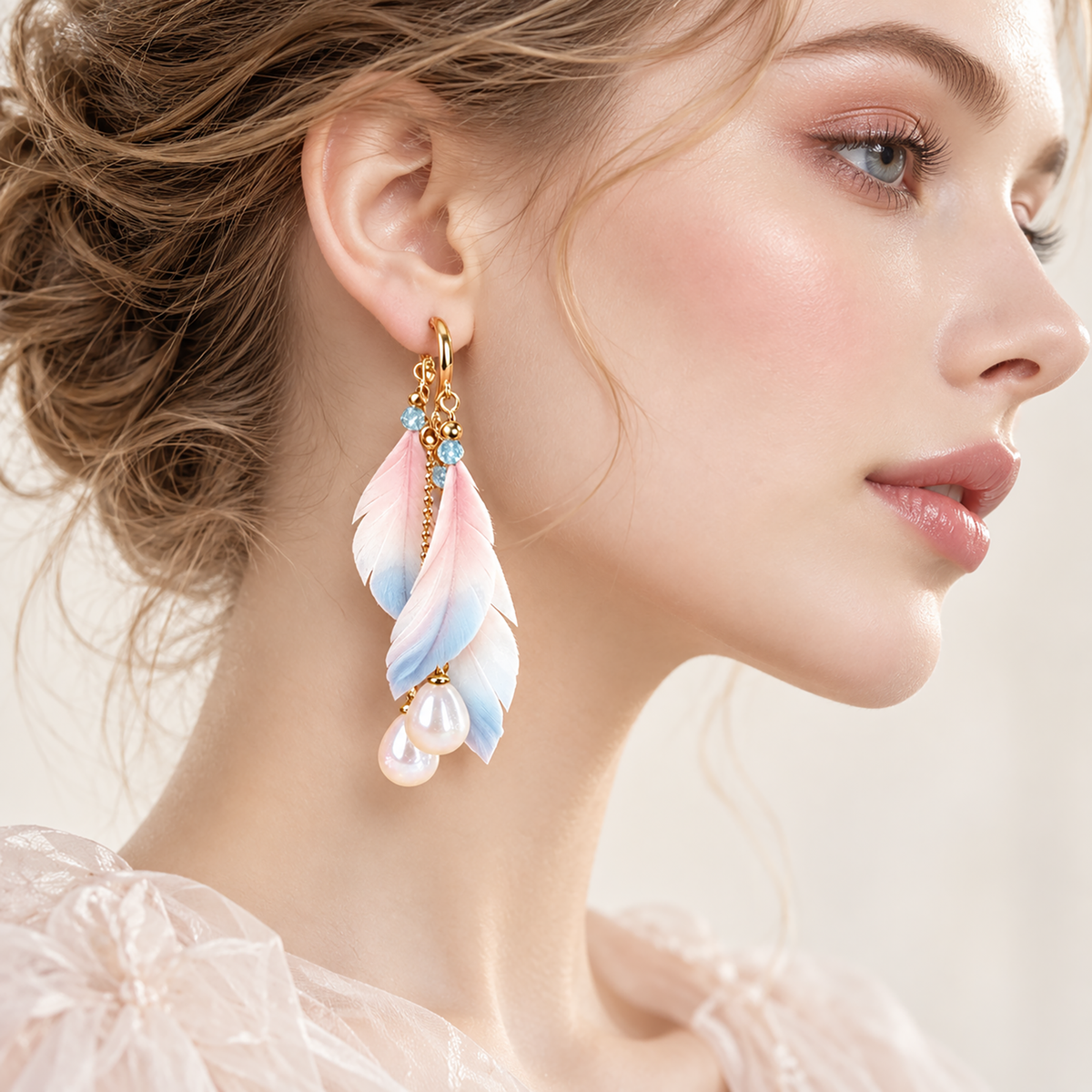 Flower Feather Ronghua Drop Earrings — photo 7