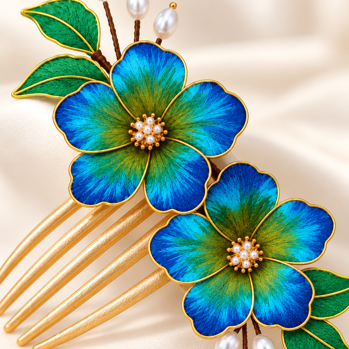 Blue-green blossom Ronghua hair comb Qianli Jiangshan — photo 7
