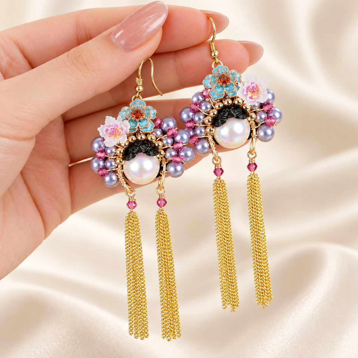 Zhenhuan Huadan beaded opera tassel earrings — photo 7