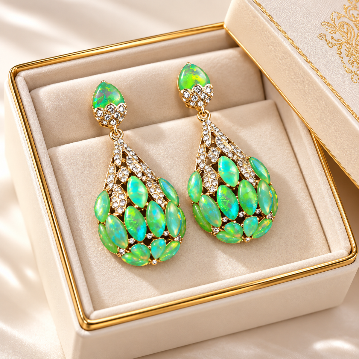Lvzhou iridescent glass zircon drop earrings — photo 7