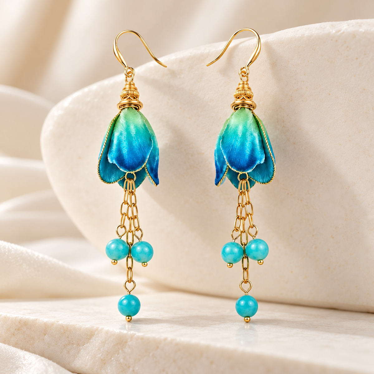 Blue Bellflower Ronghua Tassel Earrings — photo 7