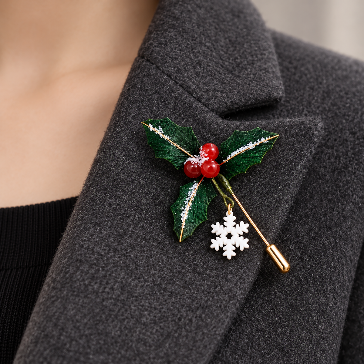 Holly Snowflake Ronghua brooch lifestyle or gift view