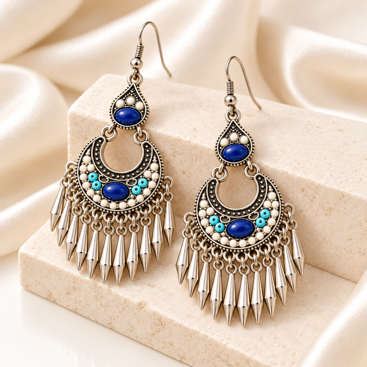 Yezisusu silver-tone leaf tassel earrings — photo 8