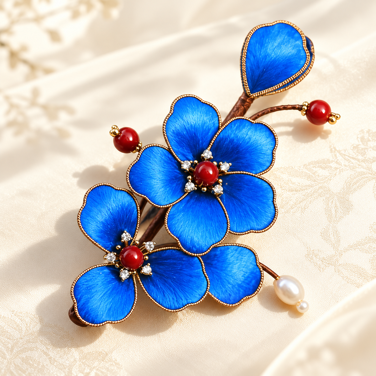 Blue blossom Ronghua hair clip Lanqi — photo 8