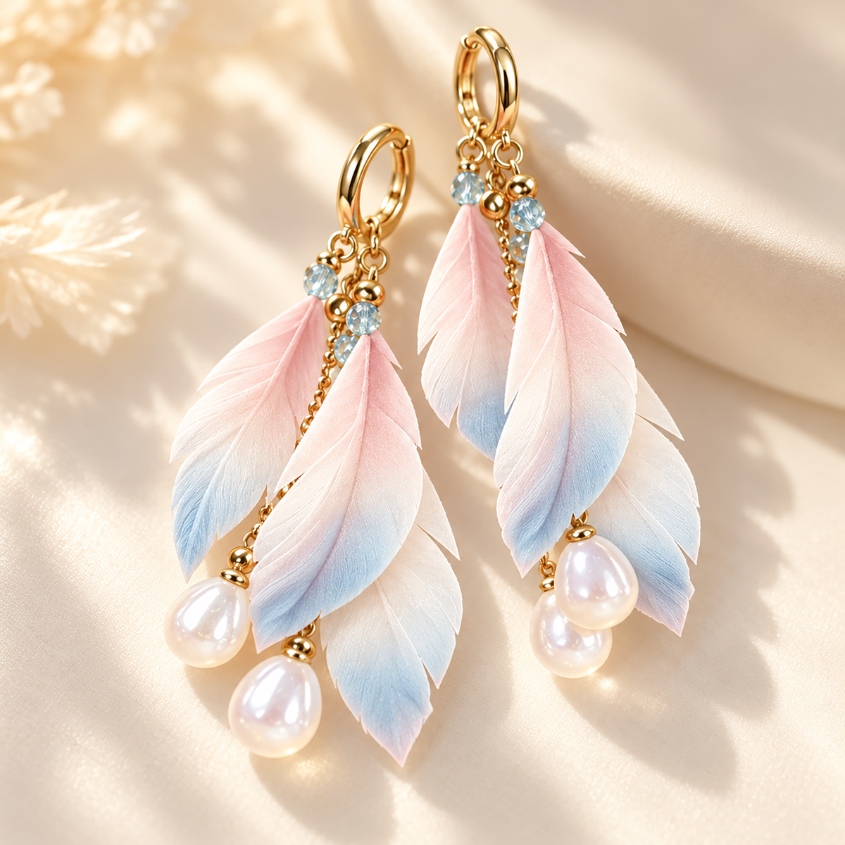 Flower Feather Ronghua Drop Earrings — photo 8
