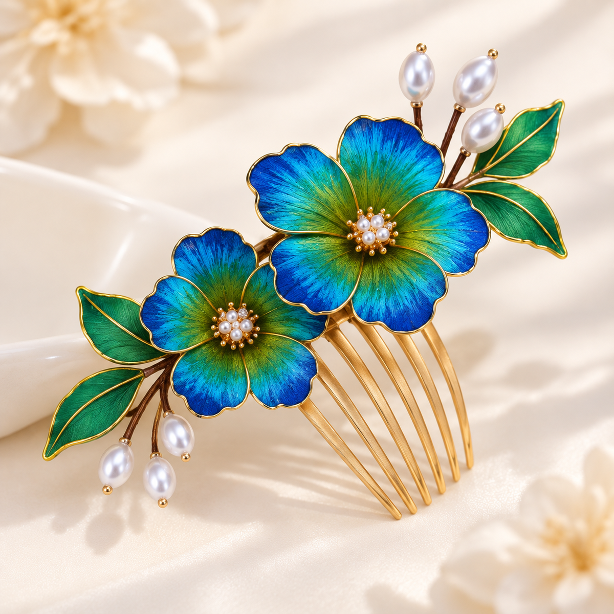 Blue-green blossom Ronghua hair comb Qianli Jiangshan — photo 8