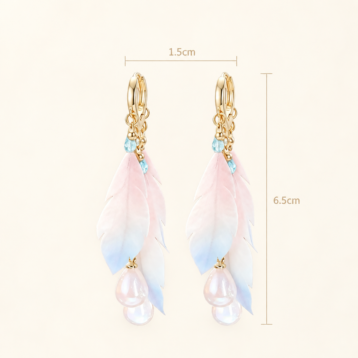 Flower Feather Ronghua Drop Earrings — photo 9