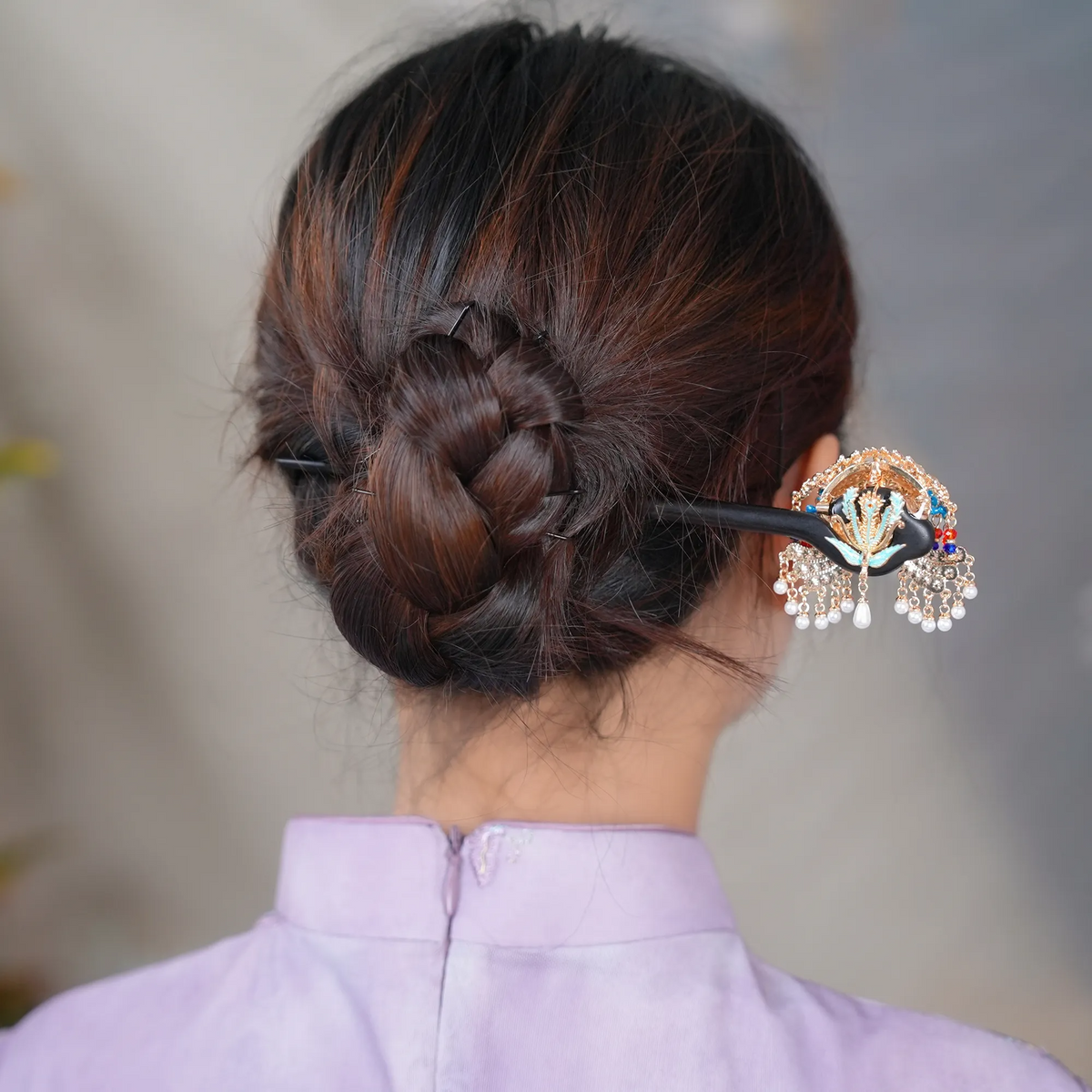 Nine Dragons Nine Phoenixes Crown Hairpin front detail