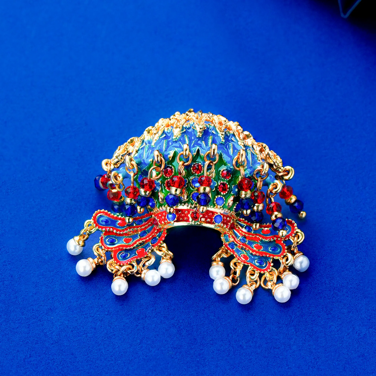 Nine Dragons and Nine Phoenixes Crown Sweater Brooch angled view