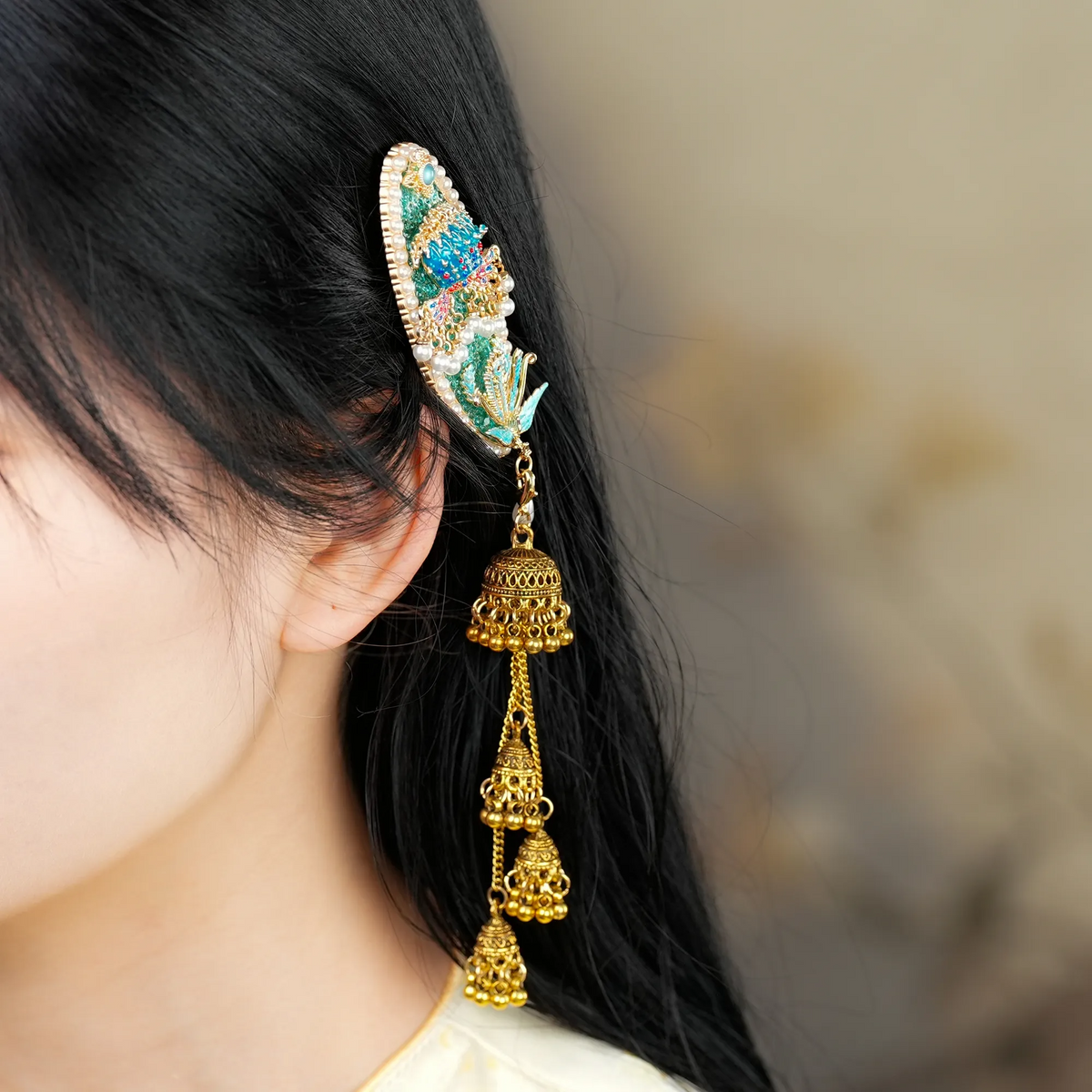 Nine Dragons and Nine Phoenixes Hair Clip front view