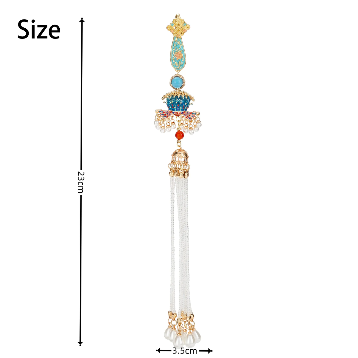 Nine Dragons and Nine Phoenixes Qipao Brooch size, 23 cm long and 3.5 cm wide