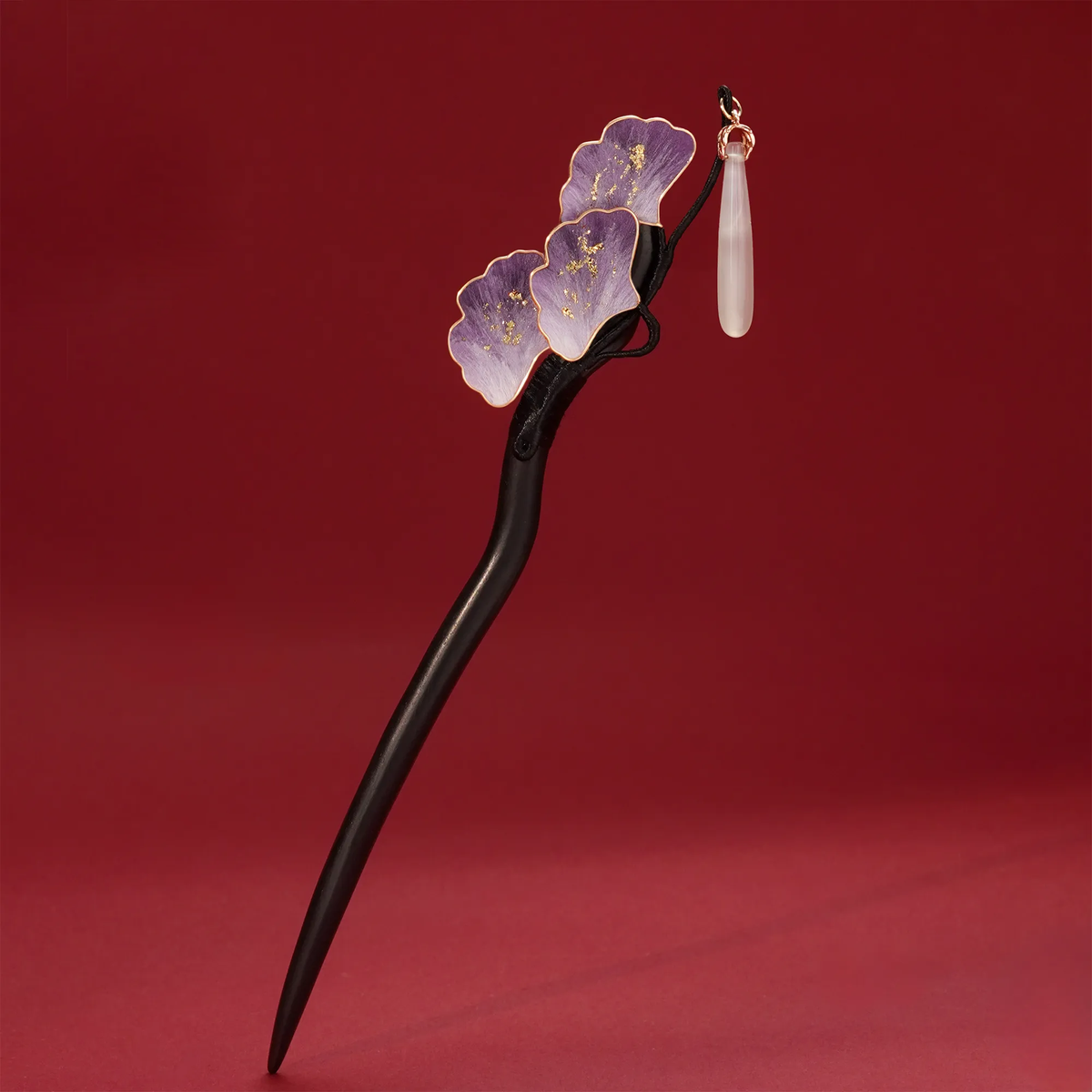 Purple Ginkgo Ronghua Hairpin front detail